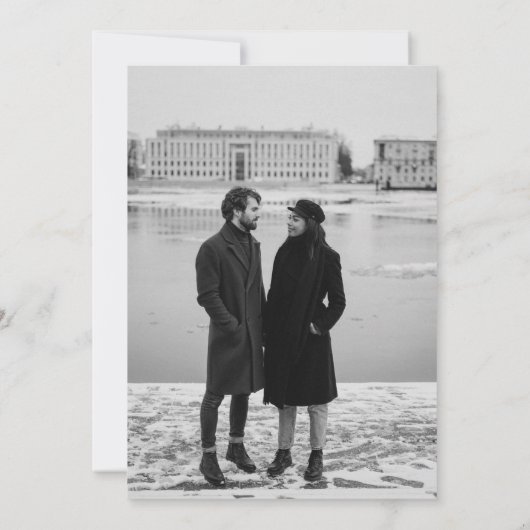 Minimalistisch modern Boho Yellow Photo Wedding Kaart (Achterkant)