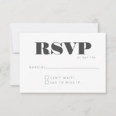 Minimalistisch Modern Bold Zwart Wit Leuk Bruiloft RSVP Kaartje (Voorkant)