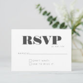 Minimalistisch Modern Bold Zwart Wit Leuk Bruiloft RSVP Kaartje (Staand voorkant)