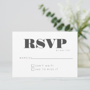 Minimalistisch Modern Bold Zwart Wit Leuk Bruiloft RSVP Kaartje
