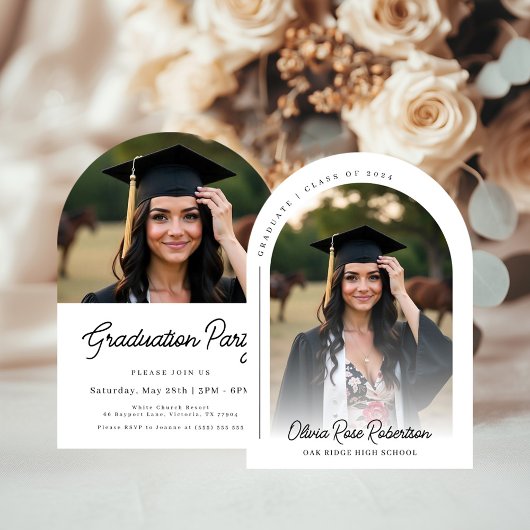 Minimalistisch modern boogfoto-Afstuderen Kaart