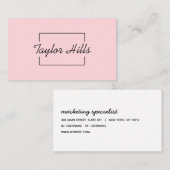 Minimalistisch Modern Box Line Lijst Baby Roze Visitekaartje (Voorkant / Achterkant)