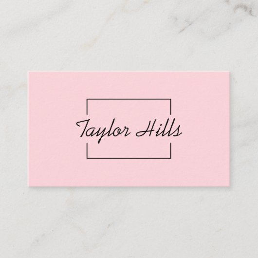 Minimalistisch Modern Box Line Lijst Baby Roze Visitekaartje (Voorkant)