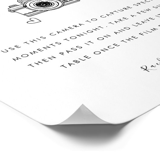 Minimalistisch Modern Bruiloft Wegwerp Camera Teke Poster (Hoek)