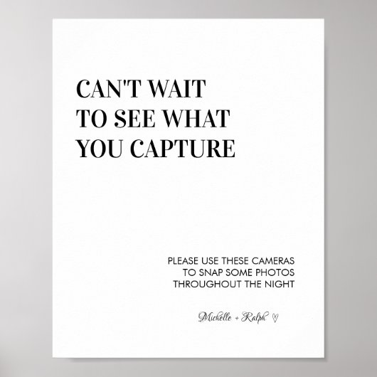 Minimalistisch Modern Bruiloft Wegwerp Camera Teke Poster (Voorkant)