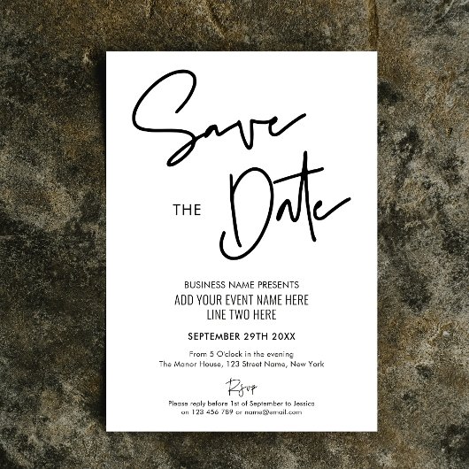 Minimalistisch Modern Business Event Save the Date Kaart