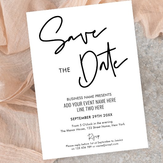 Minimalistisch Modern Business Event Save the Date Kaart