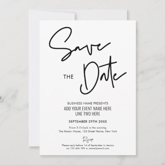 Minimalistisch Modern Business Event Save the Date Kaart (Voorkant)