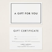 Minimalistisch modern Cadeaucertificaat Visitekaartje (Voorkant /achterkant)