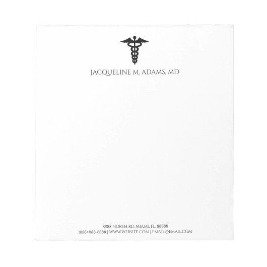Minimalistisch Modern Caduceus Medisch Arts Verple Notitieblok (Voorkant)