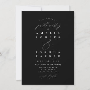 Minimalistisch Modern Calligraphy Wedding Black Kaart