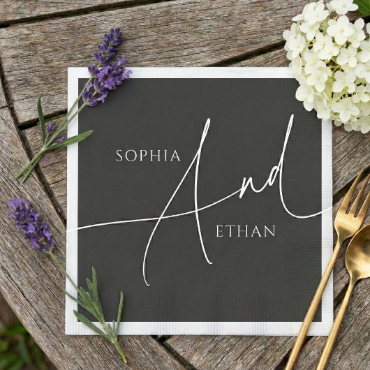 Minimalistisch Modern Calligraphy Wedding Black Servet