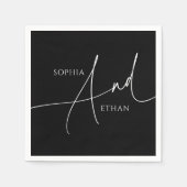 Minimalistisch Modern Calligraphy Wedding Black Servet (Voorkant)