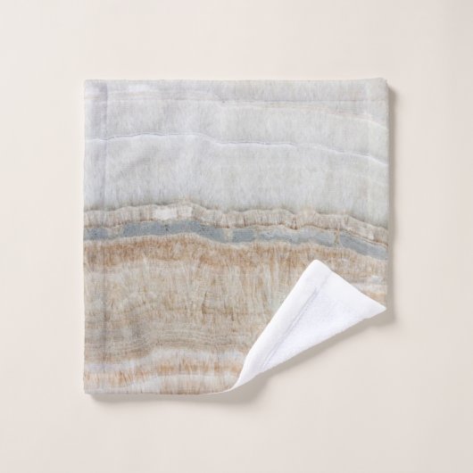 minimalistisch modern chic beige-tan-wit grijs mar bad handdoek (Wasdoekje)