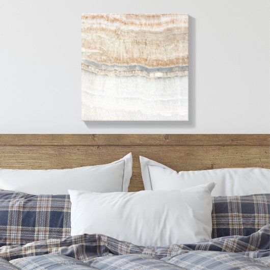 minimalistisch modern chic beige-tan-wit grijs mar canvas afdruk (Insitu (Slaapkamer))