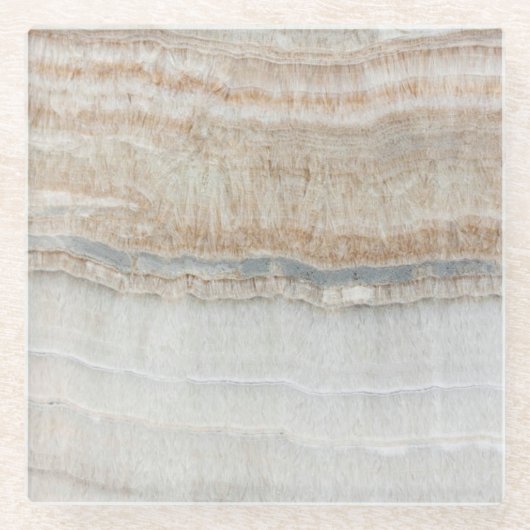 minimalistisch modern chic beige-tan-wit grijs mar glazen onderzetter (Voorkant)