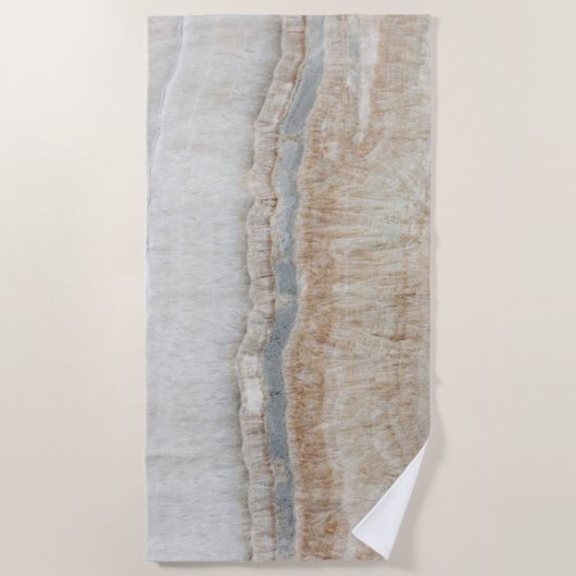 minimalistisch modern chic beige-tan-wit grijs mar strandlaken (Voorkant)