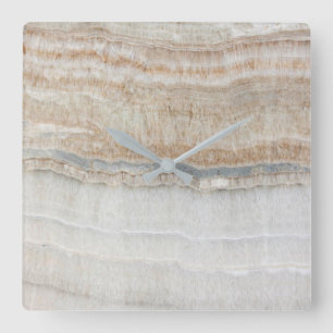 minimalistisch modern chic beige-tan-wit grijs mar vierkante klok