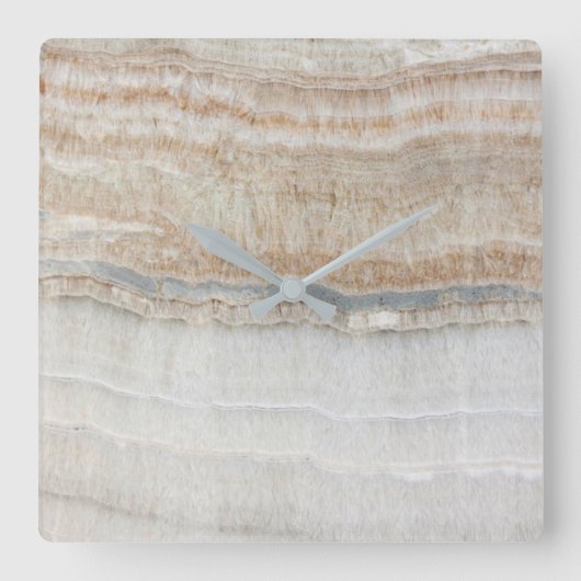 minimalistisch modern chic beige-tan-wit grijs mar vierkante klok (Voorkant)