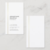 Minimalistisch modern Chic Gold White Plain Visitekaartje (Voorkant / Achterkant)