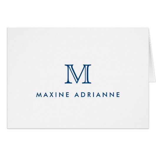 Minimalistisch Modern Chic Navy Blue Monogram Init (Voorkant Horizontaal)