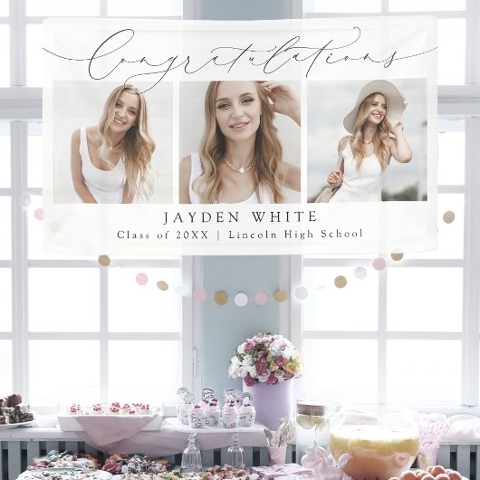 Minimalistisch Modern Chic Script 3 Foto-Afstudere Spandoek