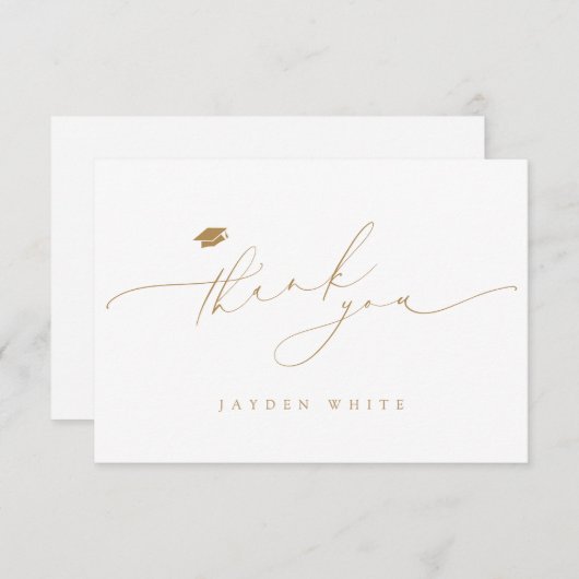 Minimalistisch Modern Chic Script Elegant Afstuder Bedankkaart (Voorkant / Achterkant)