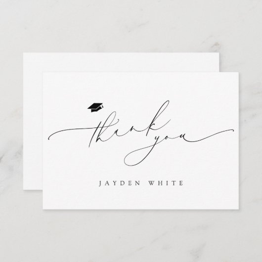 Minimalistisch Modern Chic Script Elegant Afstuder Bedankkaart (Voorkant / Achterkant)