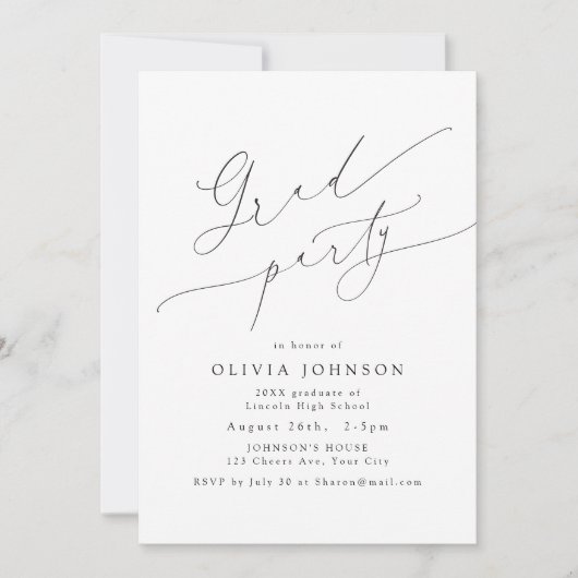 Minimalistisch Modern Chic Script Elegant Afstuder Kaart (Voorkant)