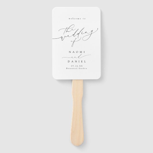 Minimalistisch Modern Chic Script Trouwprogramma Handwaaier (Voorkant)
