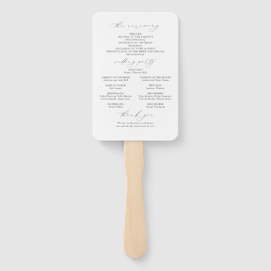 Minimalistisch Modern Chic Script Trouwprogramma Handwaaier (Achterkant)