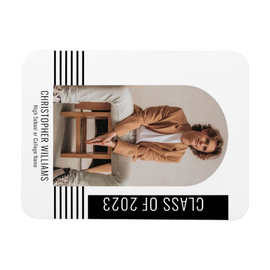 Minimalistisch Modern Class Year Afstuderen Zwart Magneet (Horizontaal)