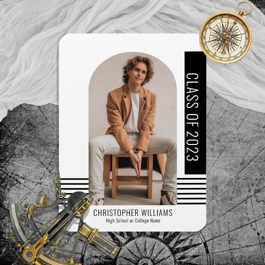 Minimalistisch Modern Class Year Afstuderen Zwart Magneet