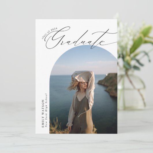 Minimalistisch Modern Classic Arch Photo Afstudere Kaart (Staand voorkant)
