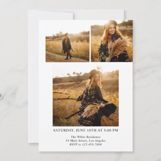 Minimalistisch Modern Classic Fotocollage Afstuder Kaart (Achterkant)