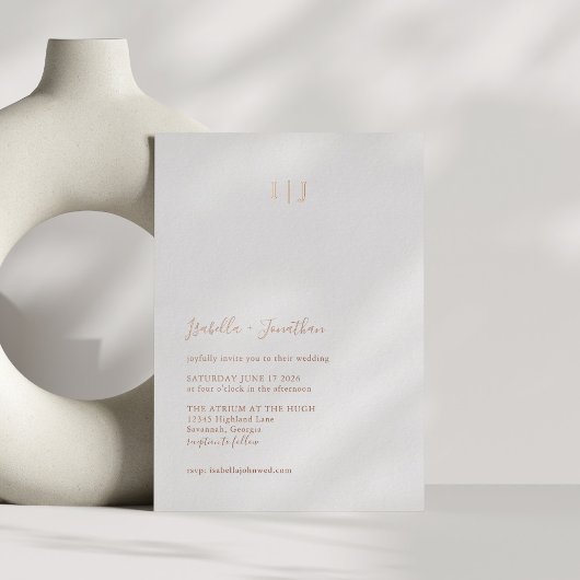 Minimalistisch modern Classic Wedding Roos Gold Folie Uitnodiging