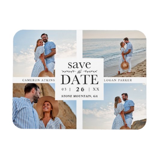 Minimalistisch Modern Collage 4 Aangepaste Foto's  Magneet (Horizontaal)