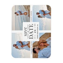 Minimalistisch Modern Collage 4 Aangepaste Foto's Magneet