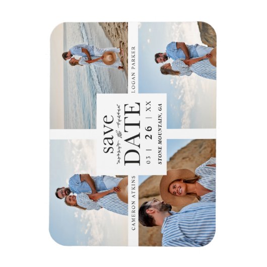 Minimalistisch Modern Collage 4 Aangepaste Foto's  Magneet (Verticaal)