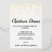 Minimalistisch Modern Confetti Kerstdiner Goud Folie Uitnodiging (Voorkant)