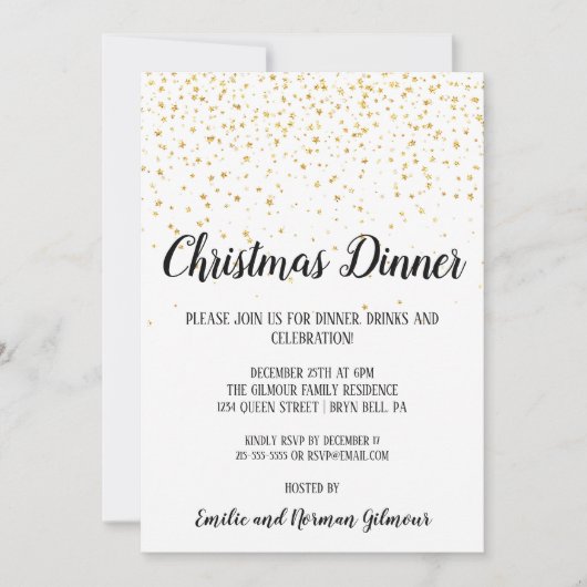 Minimalistisch modern Confetti kerstdiner Kaart (Voorkant)