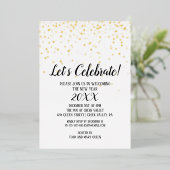 Minimalistisch modern Confetti nieuwjaarsgoud Folie Uitnodiging (Staand Voorkant)