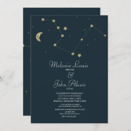 Minimalistisch modern constellatie Gold Foil Weddi Kaart