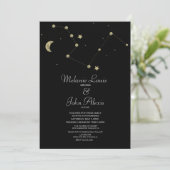 Minimalistisch modern constellatie Gold Foil Weddi Kaart (Staand voorkant)