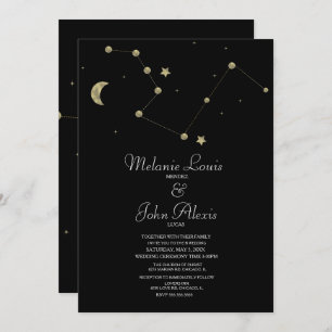 Minimalistisch modern constellatie Gold Foil Weddi Kaart