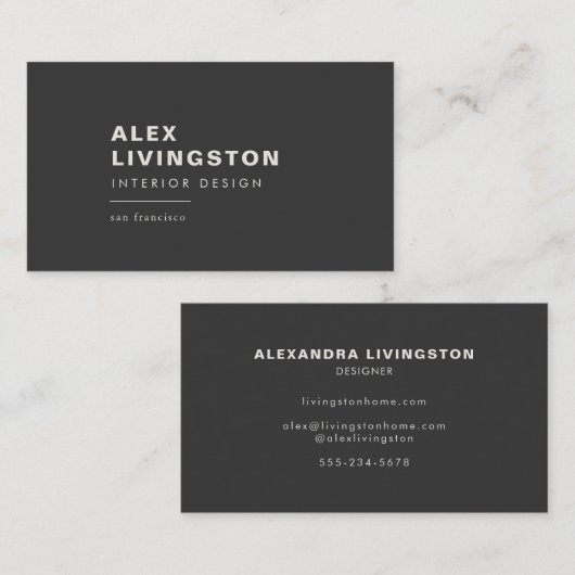 Minimalistisch modern Creative Black White Visitekaartje (Voorkant / Achterkant)