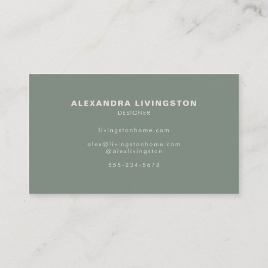 Minimalistisch modern Creative Sage Green Visitekaartje (Achterkant)