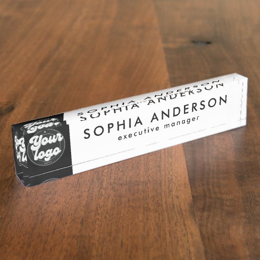 Minimalistisch Modern Custom Business Logo Medewer Naambordje (Zijkant)