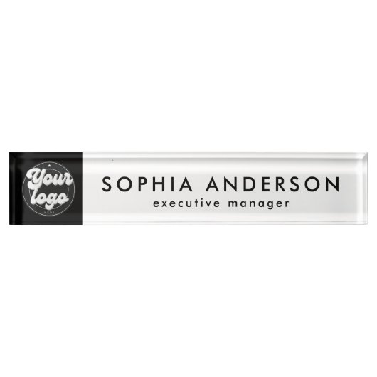 Minimalistisch Modern Custom Business Logo Medewer Naambordje (Voorkant)