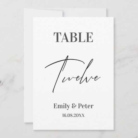 Minimalistisch modern Cute WEDDING TWELVE-tabelnum Bedankkaart (Voorkant)